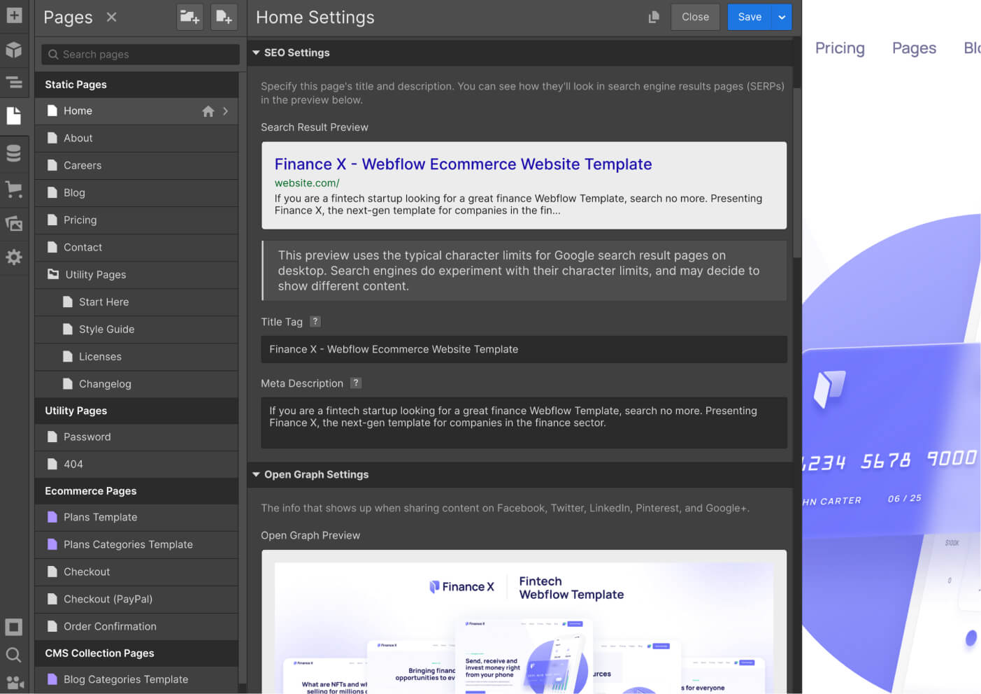 SEO - Finance X Webflow Template